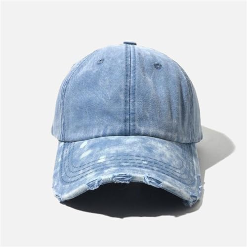 Classic Washed Distressed Vintage Baseball Cap Unconstructed Soft Cotton Denim Dad Hat for Men Women - color: Blue
