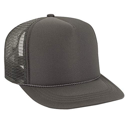OTTO Polyester Foam Front Youth 5 Panel High Crown Trucker Hat - color: Char. Gray