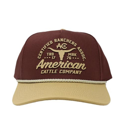 Certified Ranchers Association Adjustable Snapback Hat - color: Maroon/Gold
