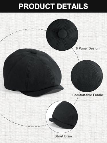 Senker Fashion 2 Pieces Newsboy Cap for Men - color: Black Black