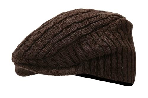 Knit Newsboy Cap Crochet Beret Hats for Women Men Classic Painter Cap Beanies Cap Ladies Women Warm Winter Hat Cabbie Hat - color: Coffee