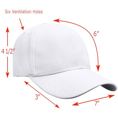 Falari Wholesale Bulk Lot 12-Pack Baseball Cap Adjustable Size Plain Blank Solid Color - color: White