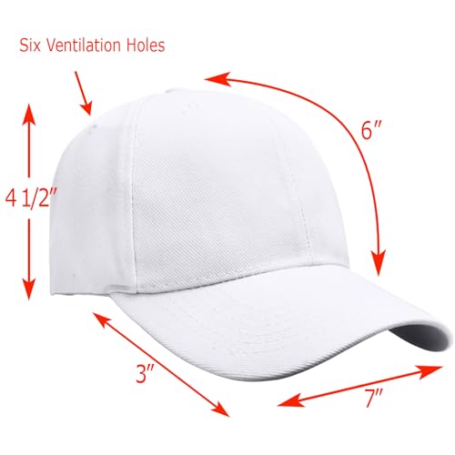 Falari Wholesale Bulk Lot 12-Pack Baseball Cap Adjustable Size Plain Blank Solid Color - color: White