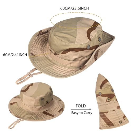 Rosoz Sun Hats for Men Women Bucket Hat UPF Protection Wide Brim Boonie Hat - color: 1pack-light Camo1