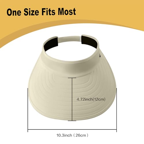 WANDER Sun Visor Hat Wide Brim Packable Large Beach Cap for Women - color: Light Khaki