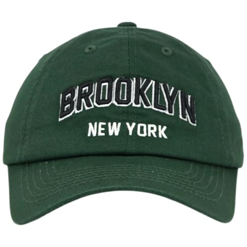 E BY ELIDAN Brooklyn New York Baseball Cap, Embroidered Dad Hat - color: Dark Green