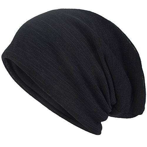 VECRY Men Slouch Hollow Beanie Thin Summer Cap Skullcap - color: Black1