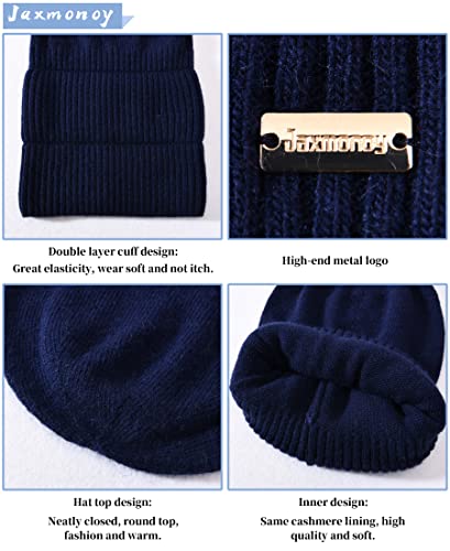 jaxmonoy Slouchy Beanies for Women Winter Lightweight Ladies Knit Hat Cuffed Soft Warm Slouch Beanie Cap - Brown - color: Navy