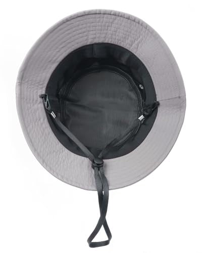 Zylioo XL XXL Bucket Hat for Big Heads, Quick Dry Travel Sun Hat with Strap - color: Light Gray, size: Large-X-Large