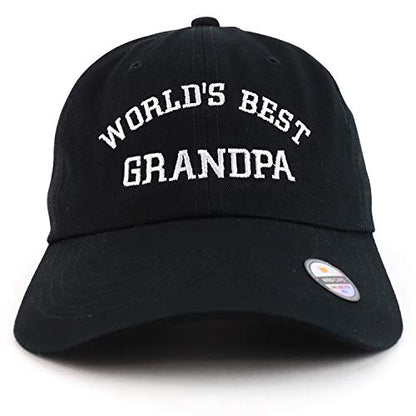 Trendy Apparel Shop World's Best Grandpa Embroidered Low Profile Soft Cotton Dad Hat Cap - color: Black