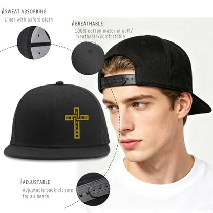 Pineapple Hat Flat Bill Baseball Hats for Men Fashion Black Baseball Cap for Women Adjustable Flat Brim Trucker Hat - color: Golden Cross