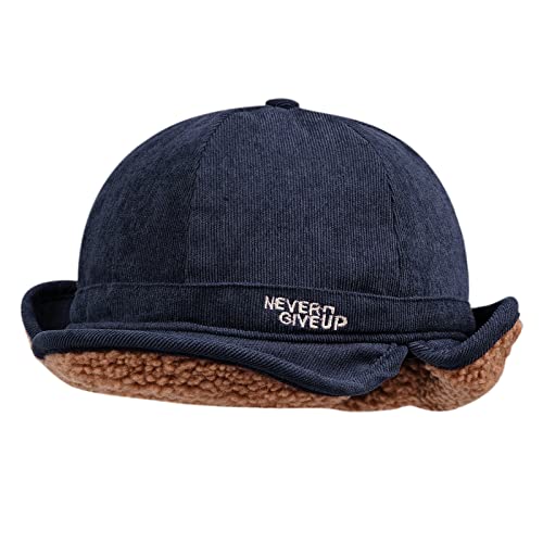CLAPE Russian Trapper Ushanka Hat Eskimo Warm Pilot Cap Hats Earflaps Baseball Cap Visor Dad Hat for Outdoor Skiing - color: Dj05-blue
