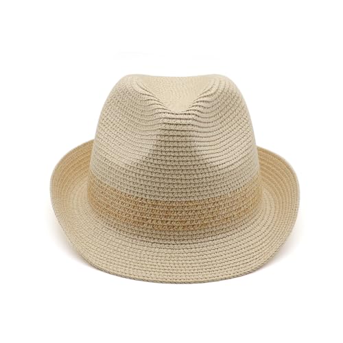 Straw Fedora Hat Panama Hats Mens Beach Hat Derby Hat Packable Trilby - color: Beige-natural, size: Medium
