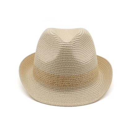 Straw Fedora Hat Panama Hats Mens Beach Hat Derby Hat Packable Trilby - color: Beige-natural, size: Medium