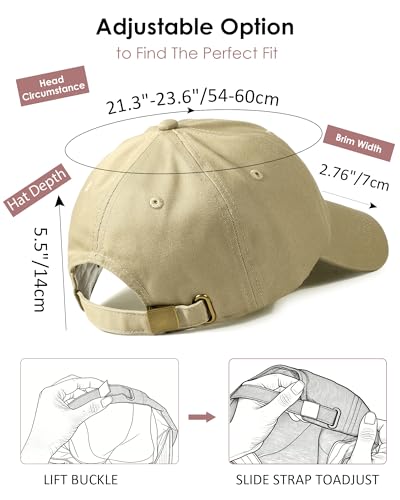 Lvaiz Womens Satin Lined Baseball Cap Washed Cotton Adjustable Dad Hat - color: Khaki