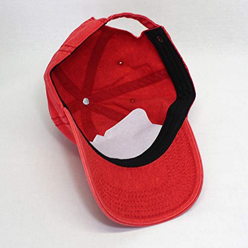 Heavy Washed Coated Canvas Wax-Look Adjustable Low Profile Men Women Baseball Cap - color: Snow Washed Red