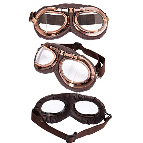 Peicees Aviator Hat With Goggles For Adult Pilot Cap Vintage Goggles Costume With Fur Ear Flaps Winter Trapper Hat Warm