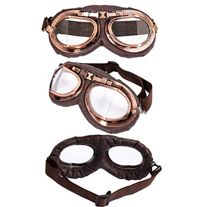 Peicees Aviator Hat With Goggles For Adult Pilot Cap Vintage Goggles Costume With Fur Ear Flaps Winter Trapper Hat Warm