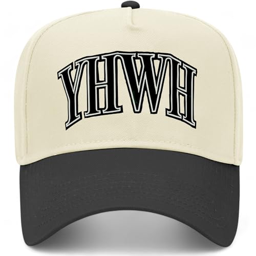 Yahweh YHWH Vintage Trucker Hat | Premium Snapback Hat for Men & Women - color: Black/Natural