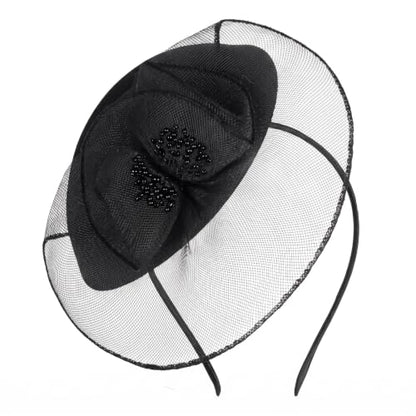 Fascinator Hat for Women Tea Party Pillbox Hats for Cocktail Dresses - color: Black
