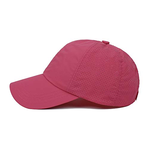 Womens Criss Cross Ponytail Hat Quick Drying Baseball Cap Sun Hats UV Protection Sport Cap - color: Hot Pinks