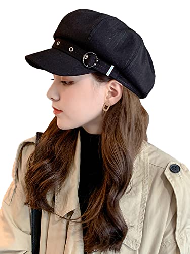 Women Beret Newsboy Hats Classic Autumn Spring Winter Cap - color: Black