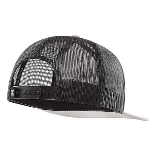 DHCM Catena Hat – Dirty Hands Clean Money Snapback Cap, Men’s Workwear Hat, Curved Brim, Adjustable Fit - color: Heather Grey and Black - Meshback