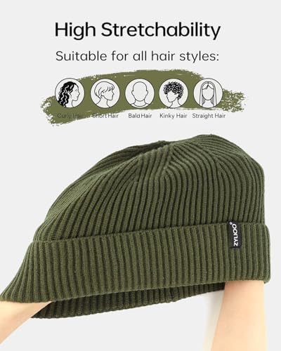 Zylioo XXL Beanie for Men,Big Head Winter Knit Hat,Stretch Warm Skull Cap - color: Army Green, size: Large-X-Large