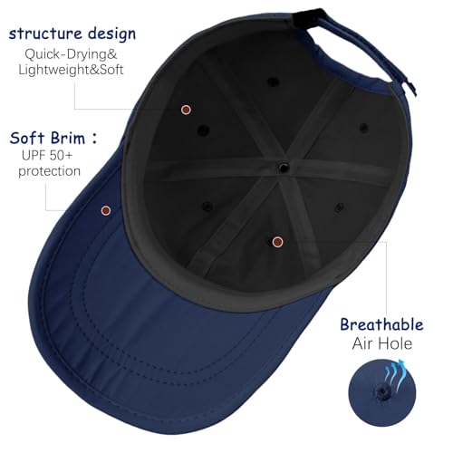 ZOORON Soft Brim Baseball Cap Low Profile Unstructured Dad Hat, Adjustable Washer Friendly Sport Hats for Golf Running - color: 1pack-navy Blue