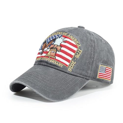 USA 250th Anniversary Baseball Cap Patriotic Embroidered American Hat - color: 3-gray