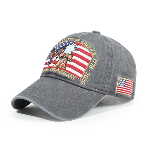 USA 250th Anniversary Baseball Cap Patriotic Embroidered American Hat - color: 3-gray