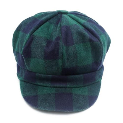 ZLYC Women Classic Newsboy Cap Visor 8 Panel Gatsby Cabbie Paperboy Hat - color: Plaid Dark Green
