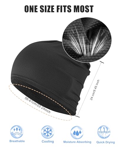 3-Pack Cooling Camo Skull Caps Summer Beanies for Men Women - color: Black+gray+army Green
