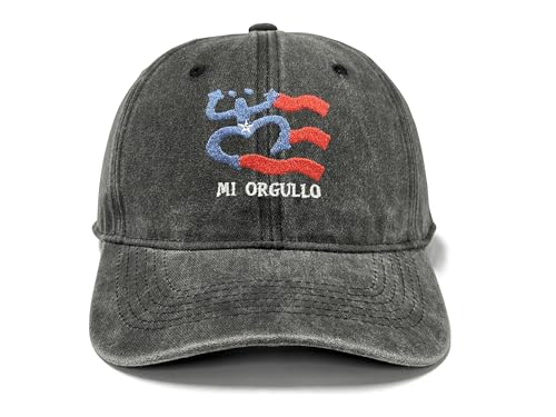 Adjustable Embroidery Hat for Men Women, Gift Baseball Cap for Adult - color: Boricua Mi Orgullo (Washed Black)