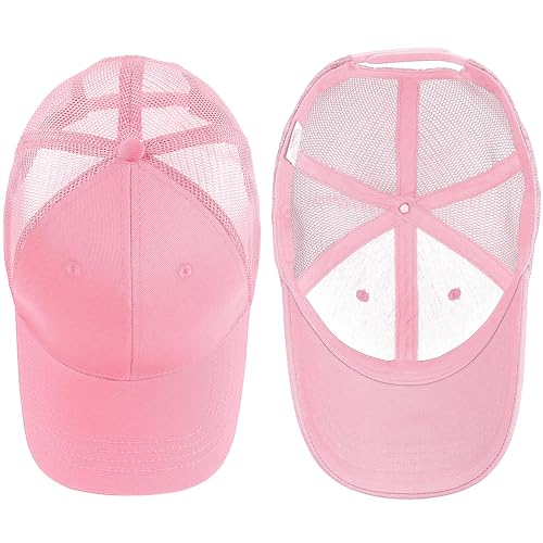 Falari Trucker Hat Baseball Cap Structured Plain Design 6 Panel, Adjustable Size - color: 1pk Pink