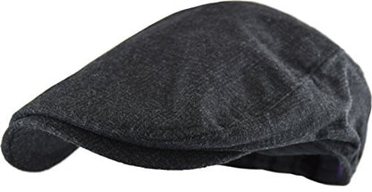 Wonderful Fashion Men's Classic Herringbone Tweed Wool Blend Newsboy Ivy Hat (Large/X-Large, Charcoal) - color: Charcoal, size: Small-Medium