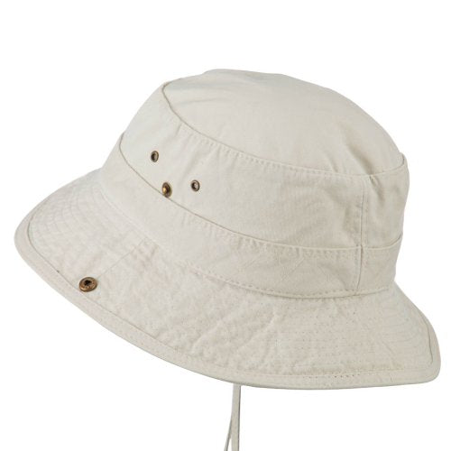 e4Hats.com Big Size Camouflaged Brim Cotton Washed Bucket Hat - color: Beige Khaki, size: X-Large-XX-Large