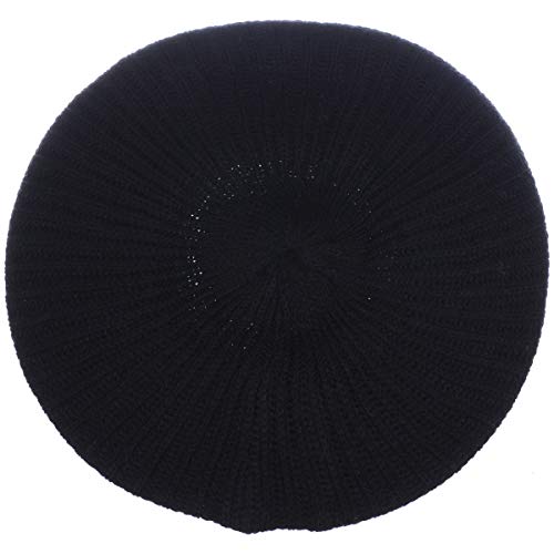 an Fall Winter Knit Beanie Beret Hat for Women Soft Knit Lining Many Styles - color: Black