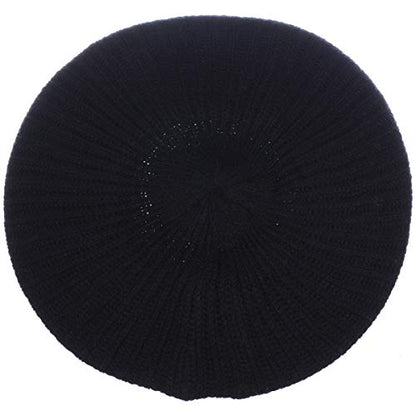 an Fall Winter Knit Beanie Beret Hat for Women Soft Knit Lining Many Styles - color: Black