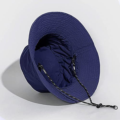 Waterproof Bucket Hat for Women and Men - UV Protection Beach Sun Hat Fishing Safari Boonie Hat Rain Hat Adjustable Packable - color: Navy Blue - Waterproof