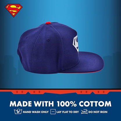 Concept One Unisex Adult DC Comics Superman Baseball Cap, Adult Adjustable Snapback Hat with Flat Brim for Men and Women - color: Navy