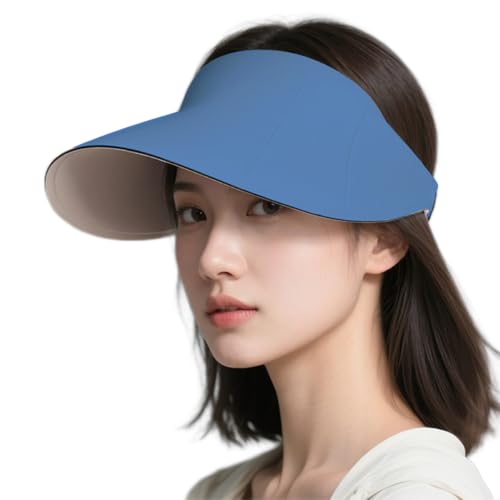 63g ONLY Ultra-Lightweight Foldable Sun Visor Hat for Women, 99% UV Block, Foldable & Packable Beach Outdoor Travel Cap - color: Blue