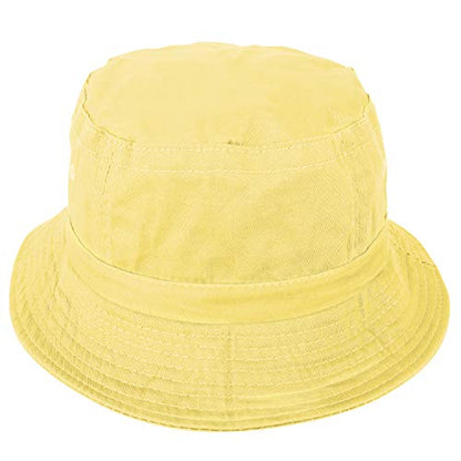 Armycrew Pigment Dyed Washed 100% Cotton Unisex Bucket Hat - color: Yellow