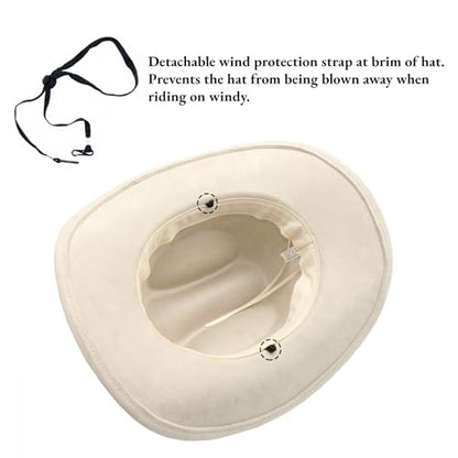LIDHAY Cowboy Hat for Women Men with Shapeable Wide Brim Western Suede Hat for Cowboys and Cowgirls - color: Beige