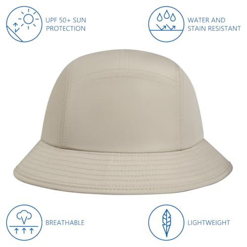 BASSDASH UPF50+ Fishing Bucket Hat for Men Women Lightweight Water Resistant Packable Outdoor Summer Sun Hats FH13 - color: Light Khaki