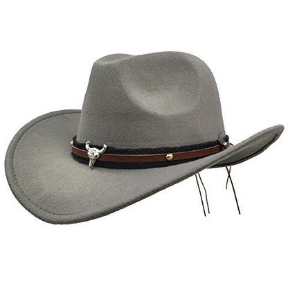 Men & Women's Fur Felt Cowboy Hat Wide Brim Western Outback - color: Grey