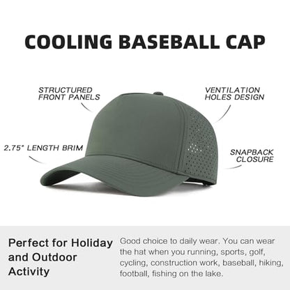 BOTVELA Men Adjustable Snapback Laser Cut Mesh Baseball Cap - color: Army Green