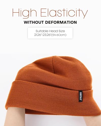 FURTALK Beanie Hat for Men Women Winter Hats for Women Men Soft Warm Unisex Cuffed Beanie Knitted Skull Cap - color: Ad-dark Orange