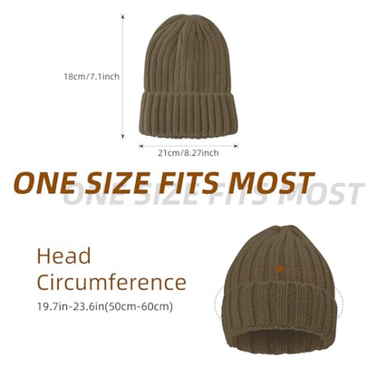 ZOORON 1&2 Winter Beanie for Women Soft Warm Slouchy Knit Hat Ski Stocking Cuffed Cap - color: Khaki