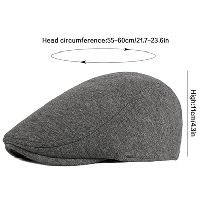 XYIYI Men Newsboy Cap Cotton Beret Hat Flat Ivy Gatsby Driving Cabbie Cap - color: Dark Grey